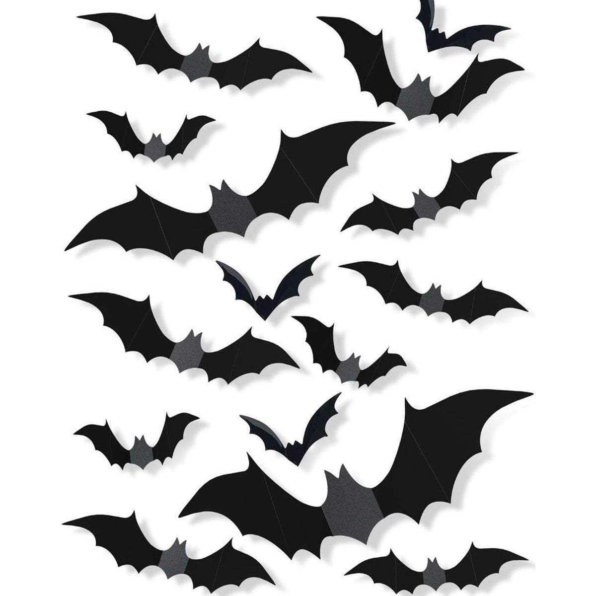 Halloween Bats Wall Decor 4 Size Black 3D Bat Decoration-120 Pcs