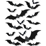 Halloween Bats Wall Decor 4 Size Black 3D Bat Decoration-120 Pcs