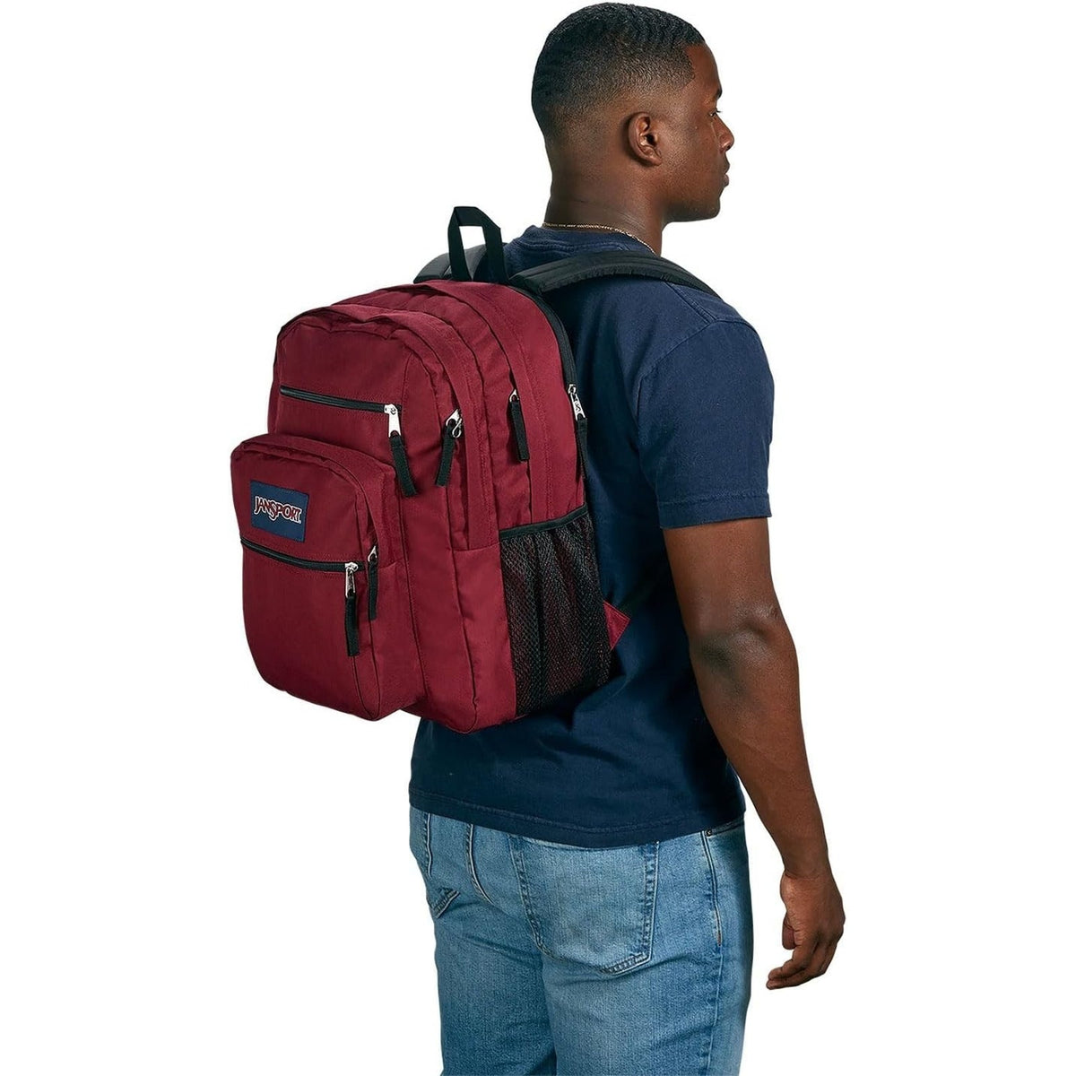 Big Student Backpack Ergonomic Shoulder Strap 5-Compartments, Red