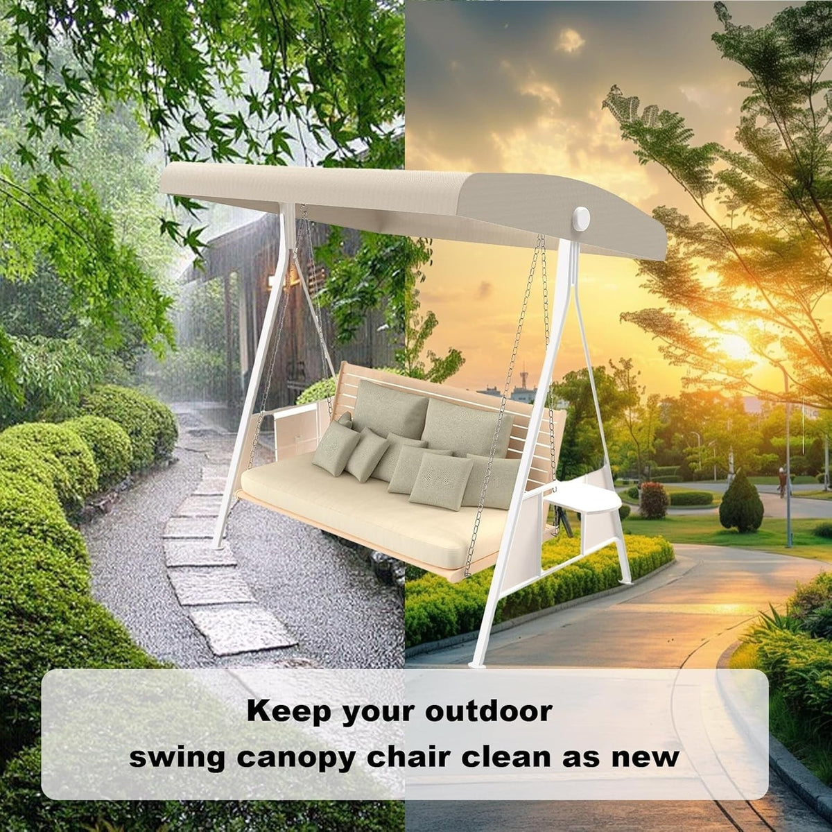 Swing Canopy Replacement Canopy Waterproof Seat Top Cover, Beige