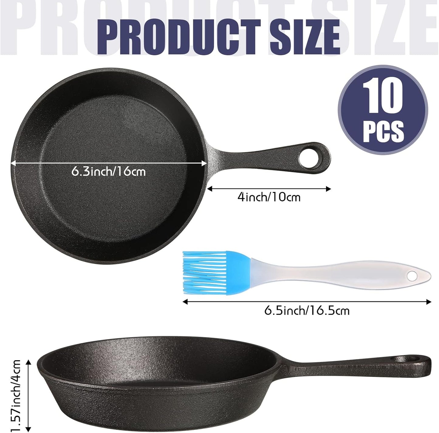 Mini Cast Iron Skillets Small Plate Kitchen Skillets, 10 Sets