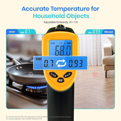 Infrared Thermometer Temp Control Tool,-50 To 450C, Yellow