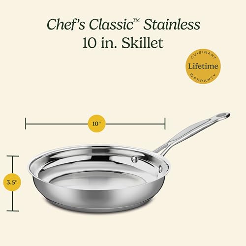 Classic Stainless Steel Skillet Tri-Ply Induction Frying Pan, 10"
