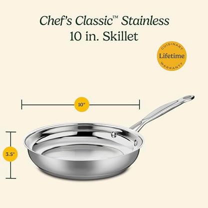 Classic Stainless Steel Skillet Tri-Ply Induction Frying Pan, 10"