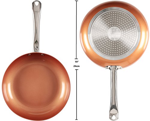 Copper Chef Round Fry Pan W/Glass Lid Non-Stick Coating Pan, 10"