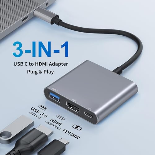 Digital Multiport Adapter USB-C USB 3.0 To 4K HDMI Adapter, Grey