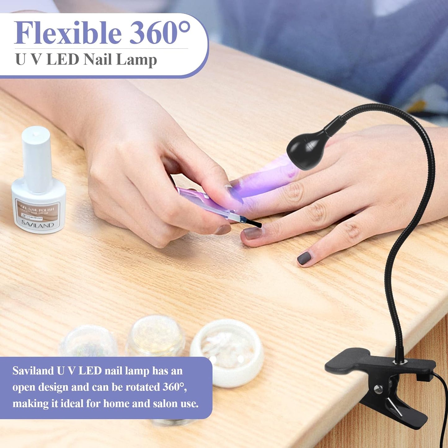 UV LED Nail Dryer Lamp W/ Securing Clip Curing Gel Polish, Black