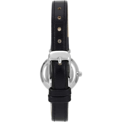 Women Watch Round Case Analog Dial Leather Strap Watch- Silver