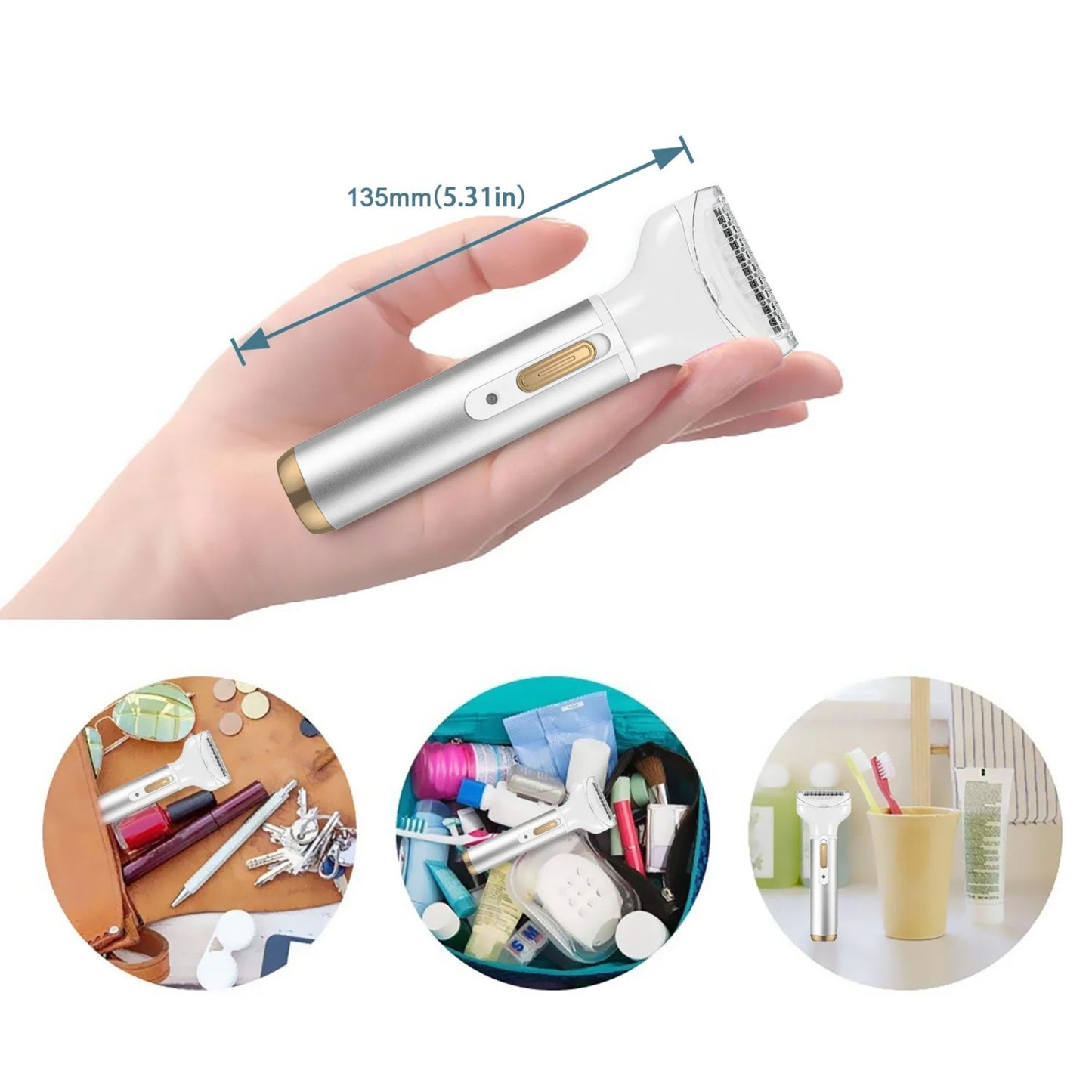 Women 4 IN 1 Grooming Kit Remover Nose Bikini Trimmer, Silver