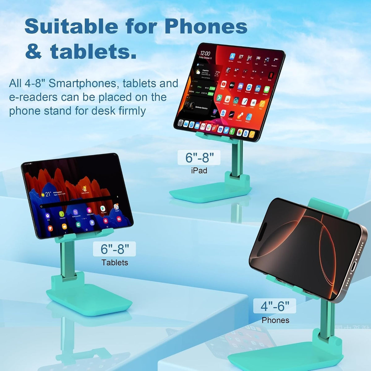 Foldable Stand Phone Adjustable Height Angle Desk Stand, Green