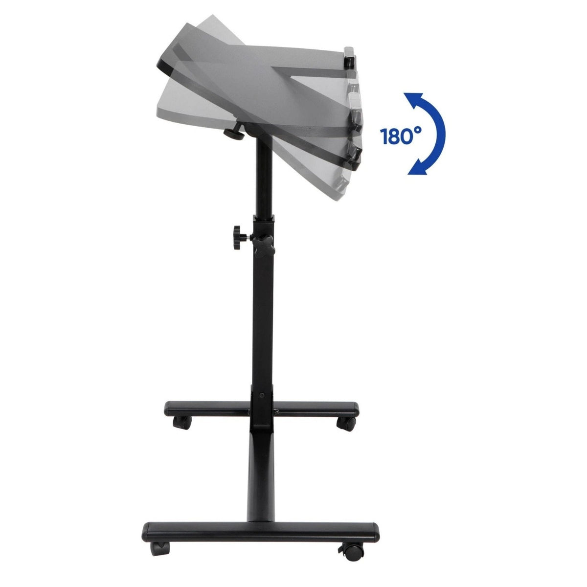 Rolling Desk Adjustable Height Laptop Desk W/Mousepad Desk, Black