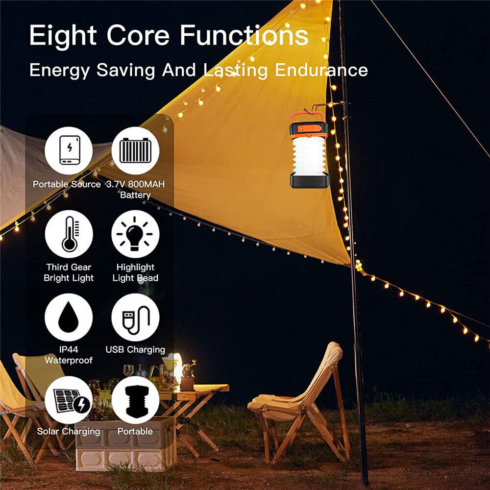 Solar Lantern Camping Light USB Recharge Power Outage LED Lantern