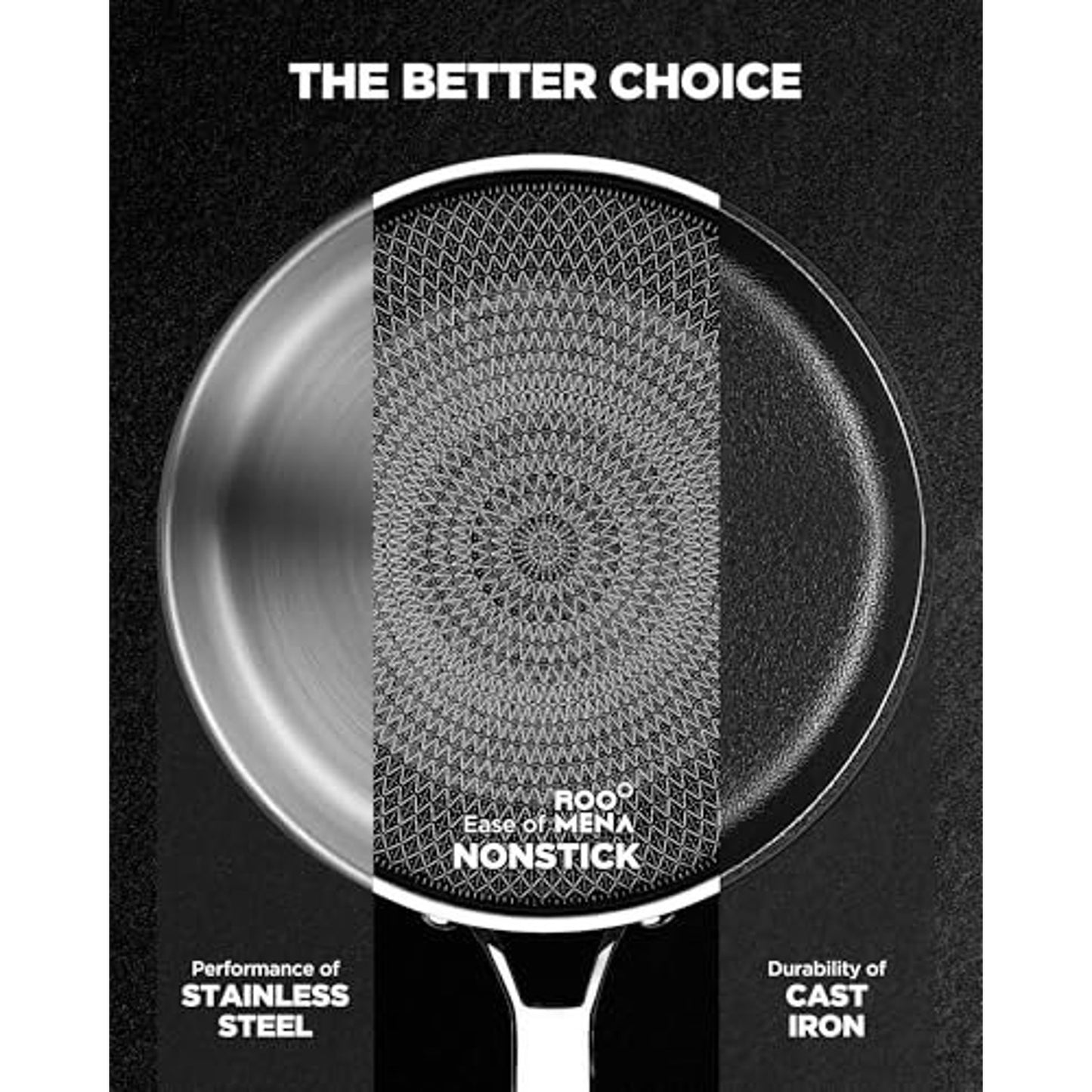 Hybrid Skillet Ceramic Nonstick Tri-Ply Stainless Steel Pan, 12"