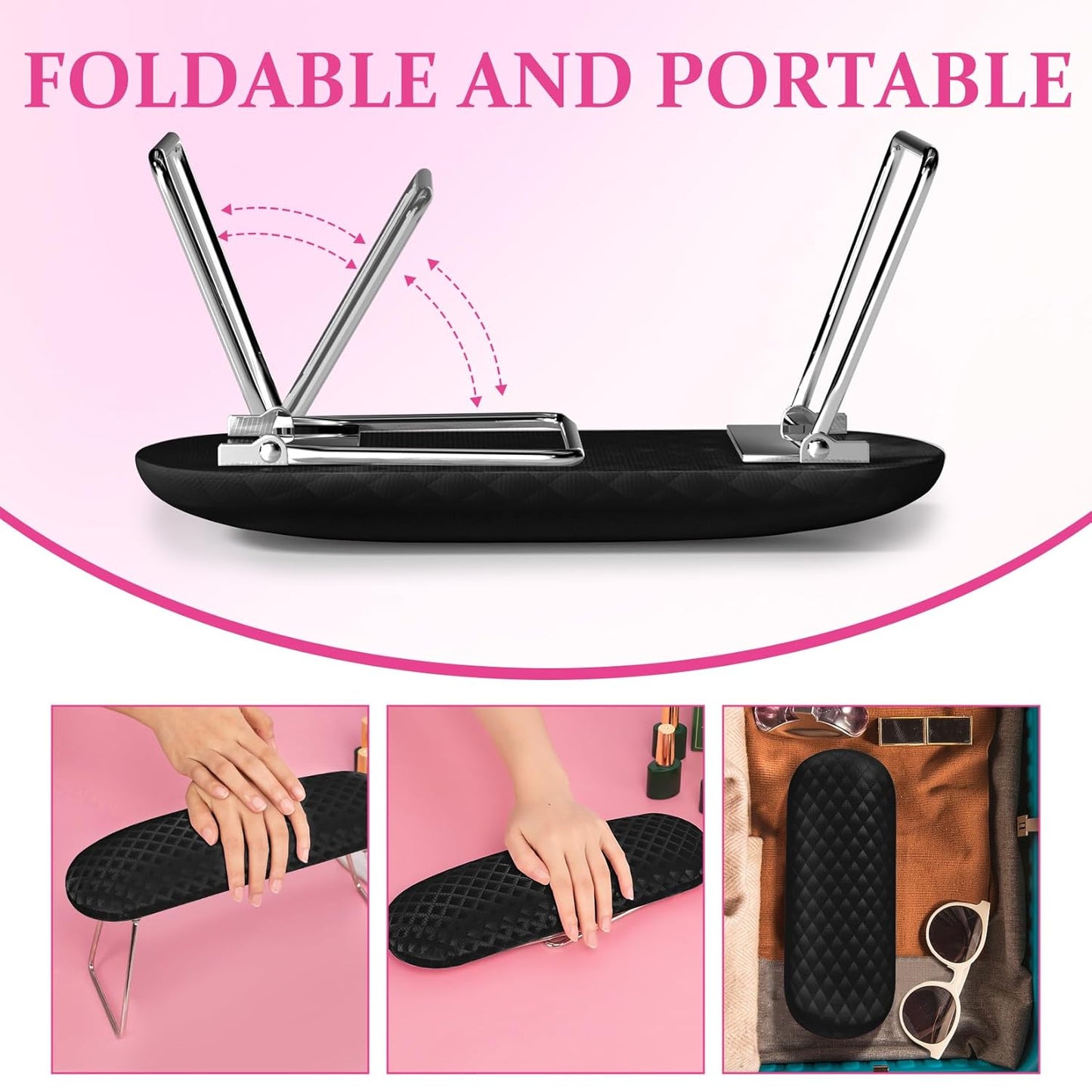 Nail Arm Rest Leather Manicure Hand Pillow Rest Table, Black