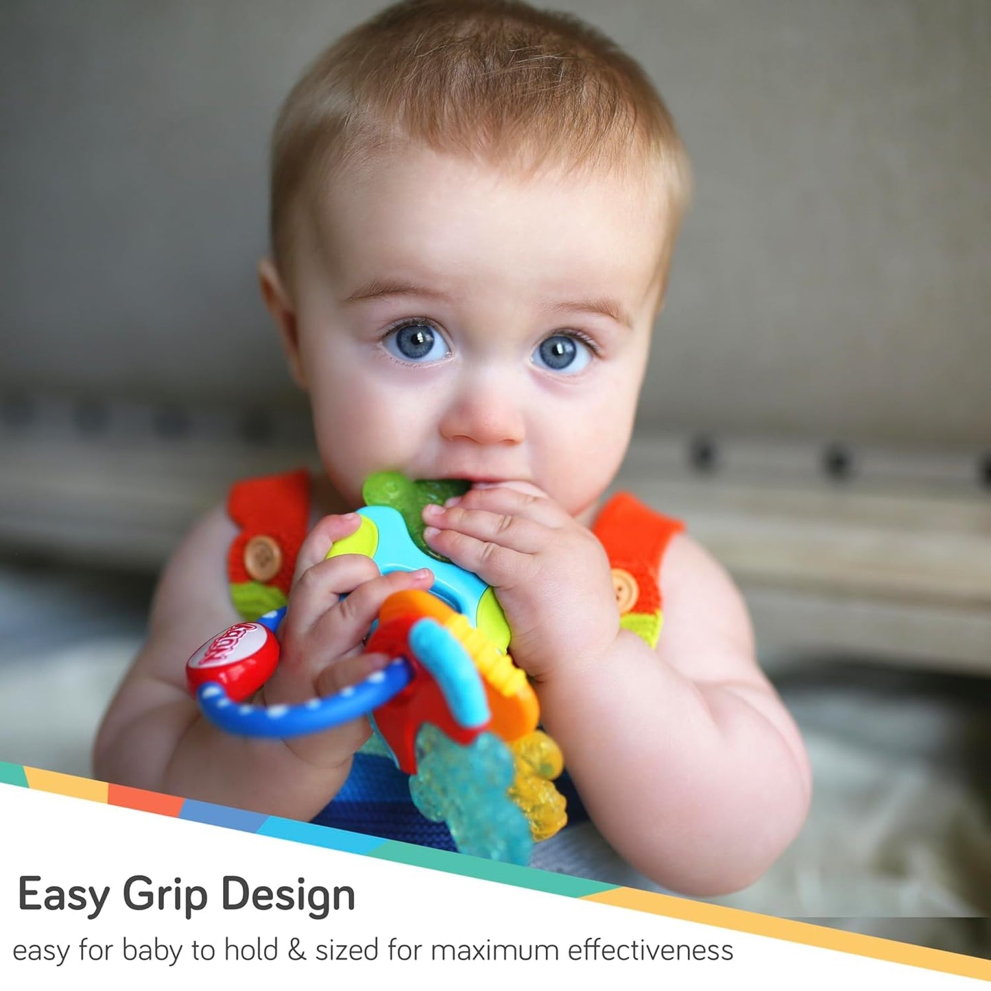 Teether Keys Easy To Hold Silicone Soothing Baby 3M Teether, Blue