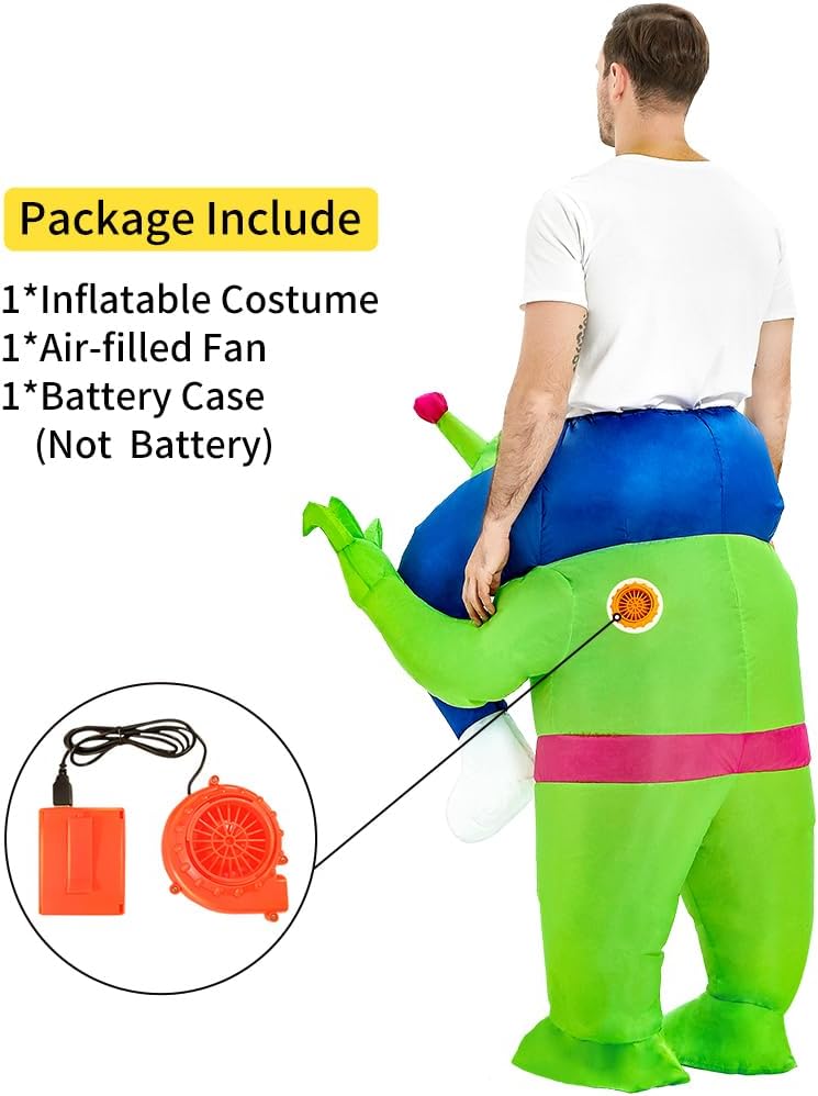 Inflatable Alien Costume Halloween Green Suit Ride On Blow Up