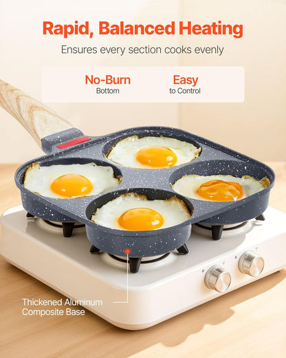 Egg Pan 4-Cup Nonstick Egg Frying Pan Aluminum Skillet Pancakes