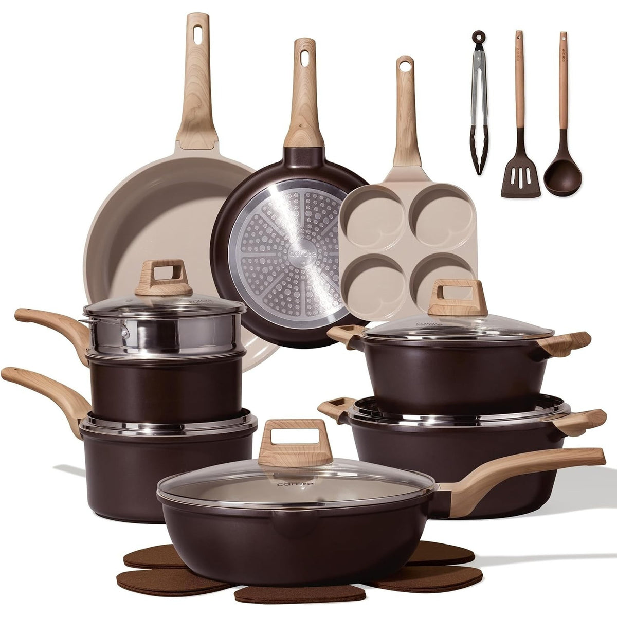 Cookware Set 21 Pcs Ceramic Nonstick Induction Pots Pans Set,