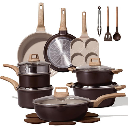 Cookware Set 21 Pcs Ceramic Nonstick Induction Pots Pans Set,