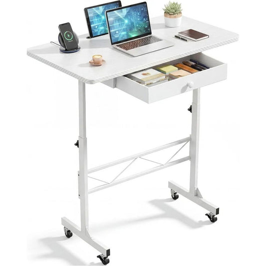 COMHOMA Small Standing Desk W/Storage Drawer 4-Level Rolling Desk