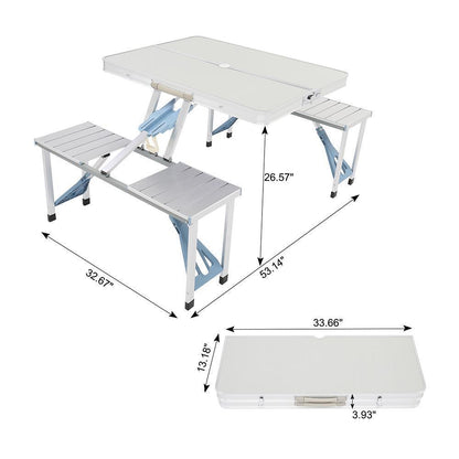 Camping Picnic Table Aluminum Folding 4 Seat Portable Bench Set