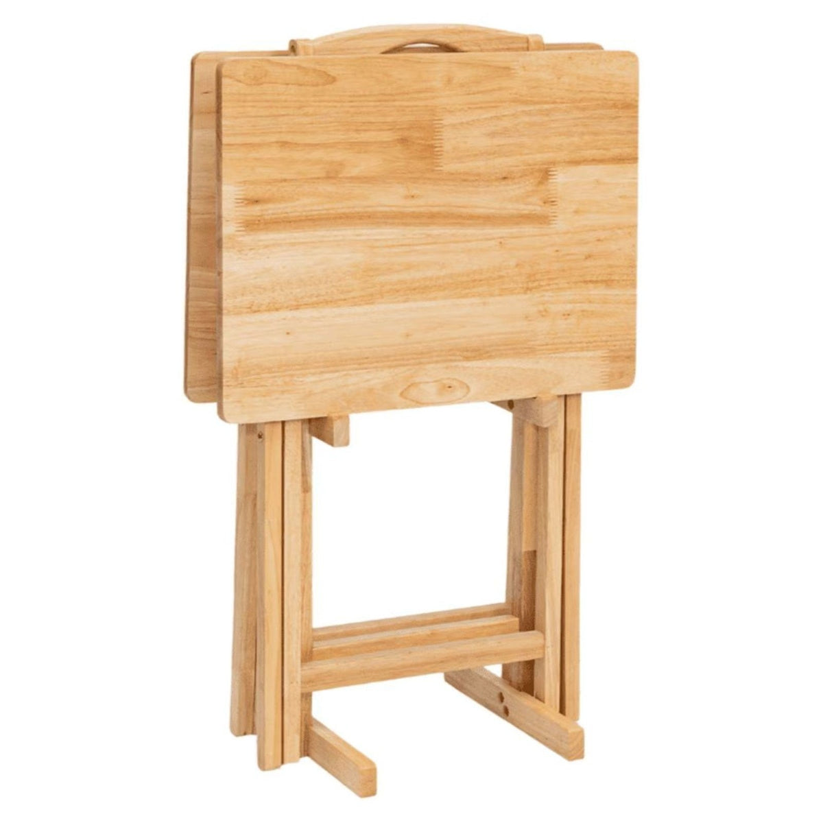 Folding Trays W/Storage Rack 2 Tray Table 3-Piece Set, Natural