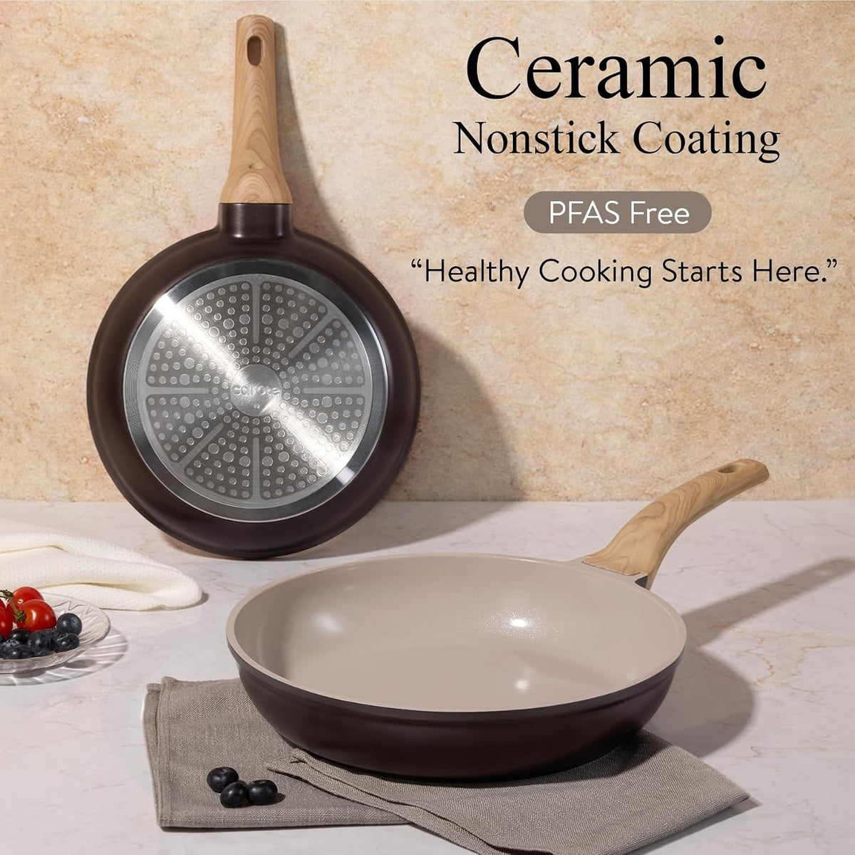 Cookware Set 21 Pcs Ceramic Nonstick Induction Pots Pans Set,