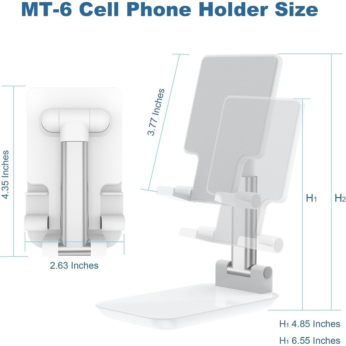 Foldable Stand Phone Adjustable Height Angle Desk Stand, White