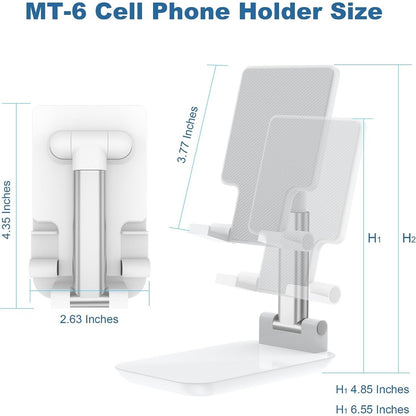 Foldable Stand Phone Adjustable Height Angle Desk Stand, White
