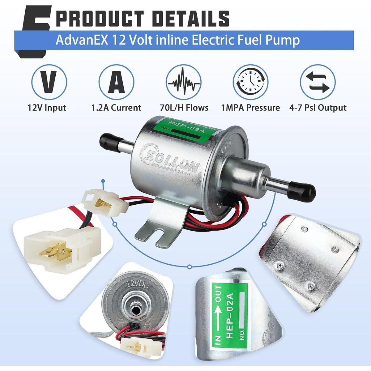 Electric Fuel Pump 3-6Psi Oil Gas Diesel 12V Low Pressure Pump