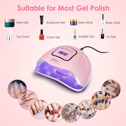 Liteland Drying Nail 150W LED Nail Lamp Gel Polish Curing, Pink