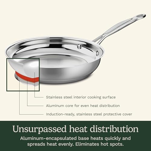 Classic Stainless Steel Skillet Tri-Ply Induction Frying Pan, 10"
