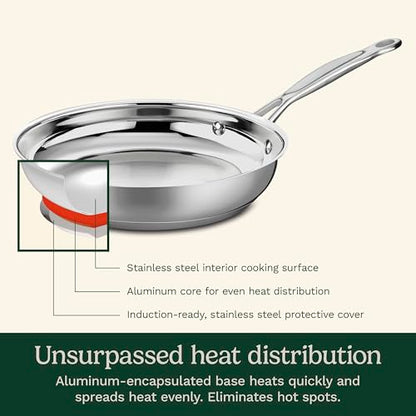 Classic Stainless Steel Skillet Tri-Ply Induction Frying Pan, 10"