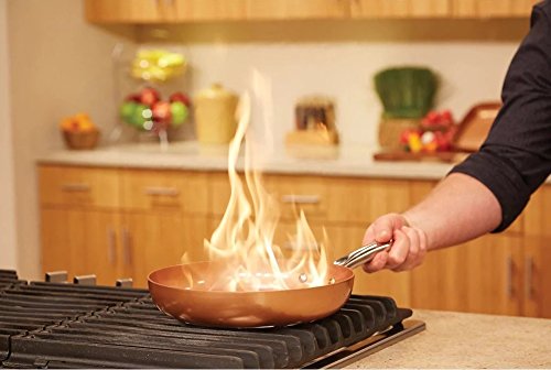 Copper Chef Round Fry Pan W/Glass Lid Non-Stick Coating Pan, 10"