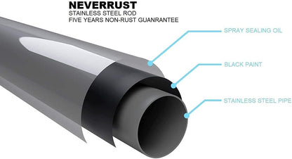 Shower Curtain Rod Stainless Steel Never Rust Tension Rod, Black