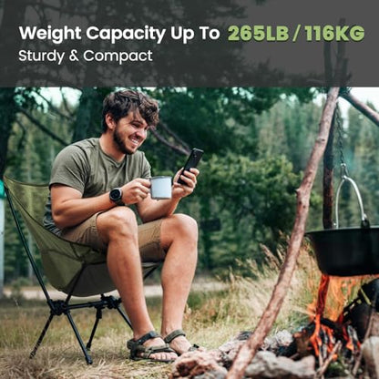 Portable Folding Chair Camping Backrest Lounge Chair -Green