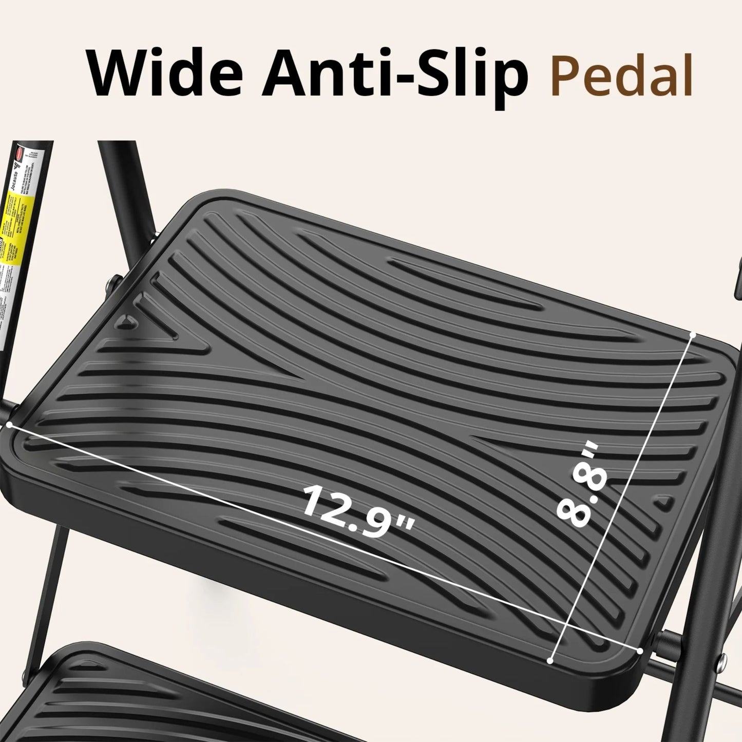 Ladder 2-Step Folding Anti-Slip Pedal Portable Step Stool, Black