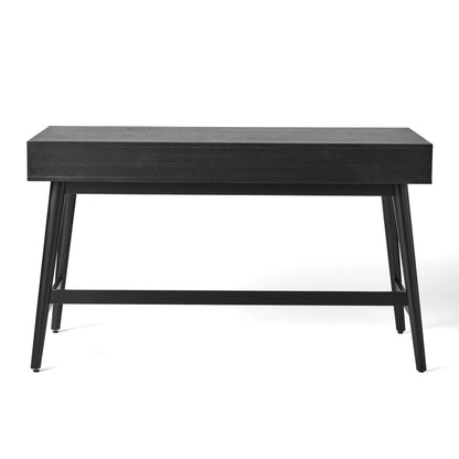 Enzo Writing Desk 3 Rattan Storage Drawers 54"W Desk, Black