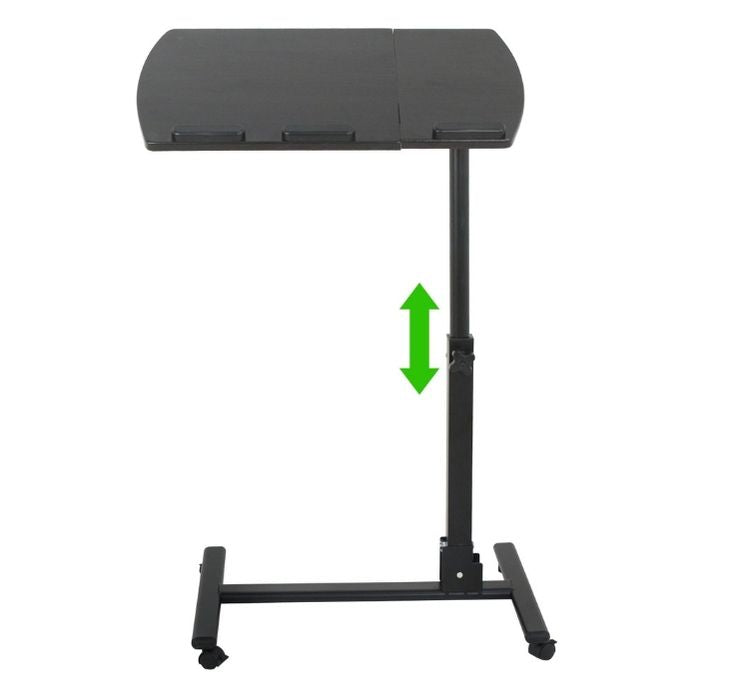 Overbed Desk Bedside Tiltable Tabletop Rolling Table, Black