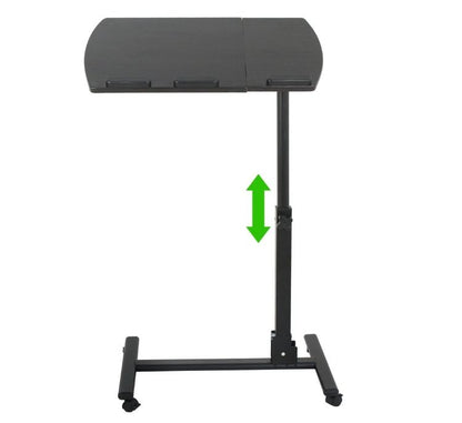 Overbed Desk Bedside Tiltable Tabletop Rolling Table, Black