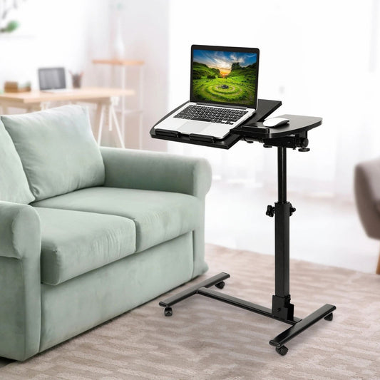 Rolling Desk Adjustable Height Laptop Desk W/Mousepad Desk, Black