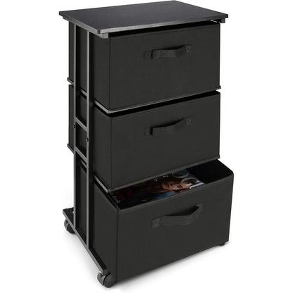 Dresser Storage 3-Drawer Modern Office Tower Cart, Black