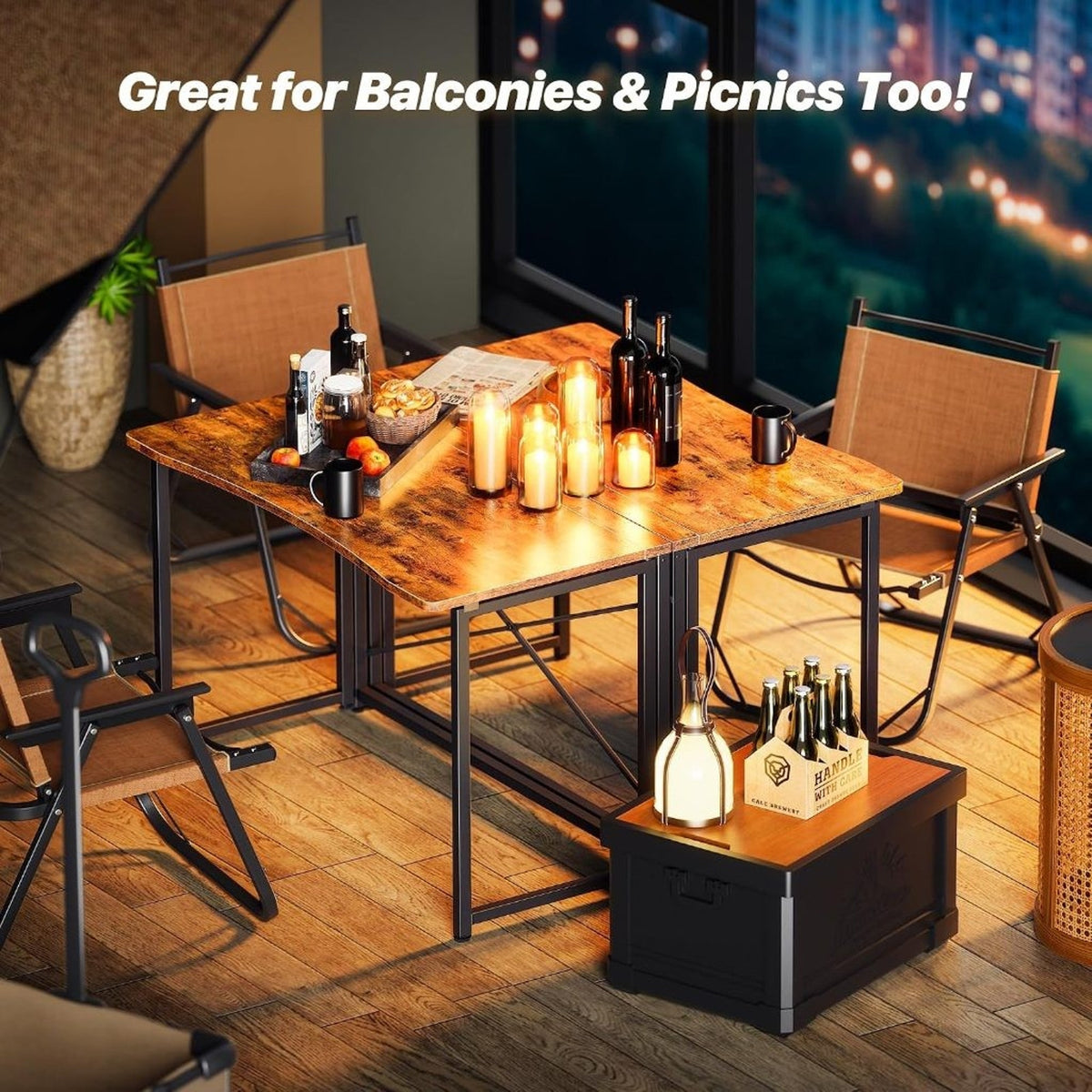 Foldable Computer Desk 39.4"W Small Space Table, Rustic Brown