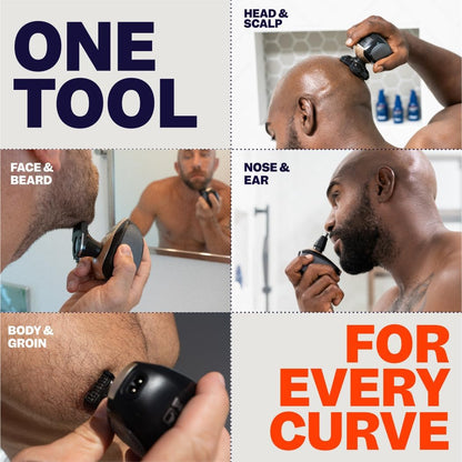 Mens Electric Shaver Rotary Blades Wet/Dry Head & Body Razor Kit