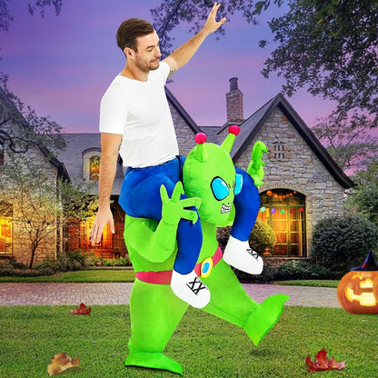 Inflatable Alien Costume Halloween Green Suit Ride On Blow Up