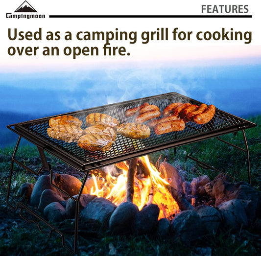 Campfire Grill Storage Rack Steel Foldable Stackable Grill, 1pcs