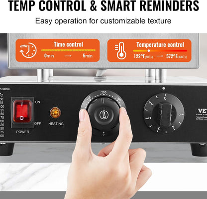 VEVOR Dutch Pancake Maker 9PCS Machine 850W Electric Snack Bar