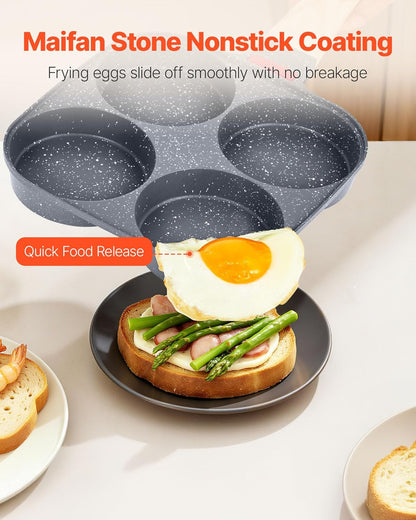 Egg Pan 4-Cup Nonstick Egg Frying Pan Aluminum Skillet Pancakes