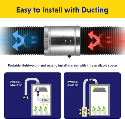 iPower Blower Inline Booster 240 CFM Exhaust Duct Blower 6'' Fan