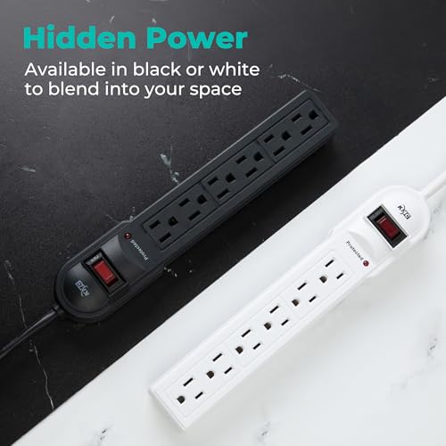 KMC 6-Outlet Surge Protector Power Strip 900 Joules, Set Of 2